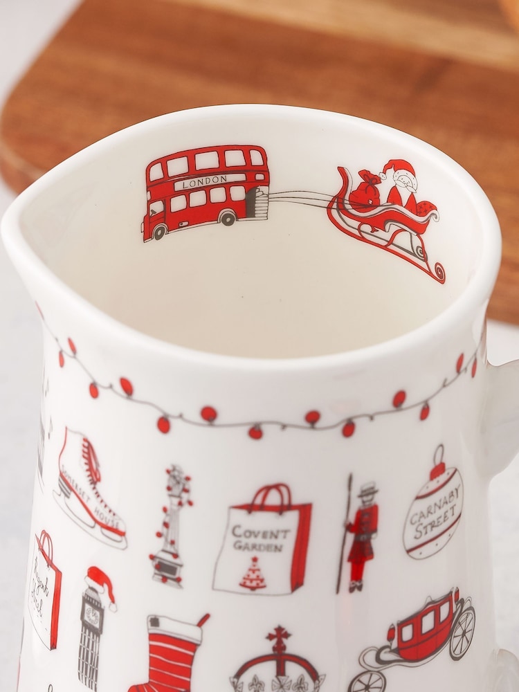 Victoria Eggs Red London Christmas 1/2 Pint Jug - Image 2 of 4