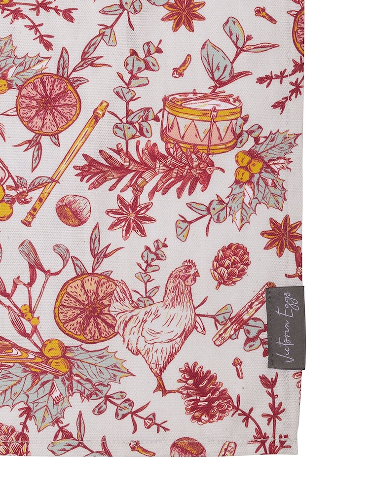 Victoria Eggs Red Twelve Days of Christmas Table Runner - Image 4 of 4