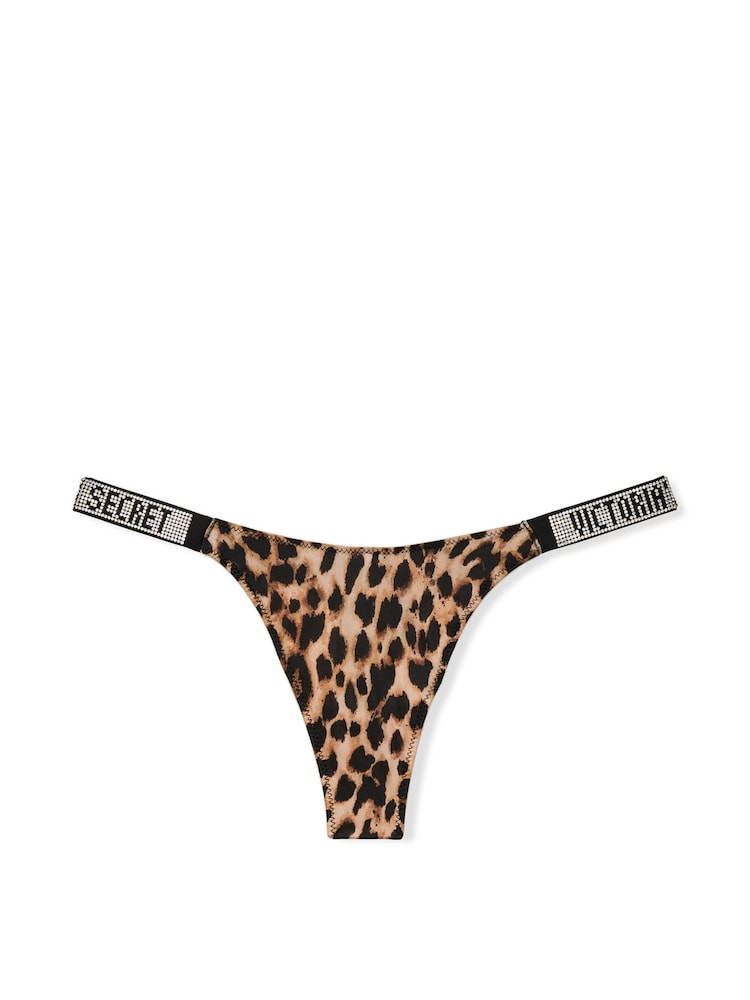 Victoria's Secret Leopard Brown Thong Shine Strap Knickers - Image 3 of 3