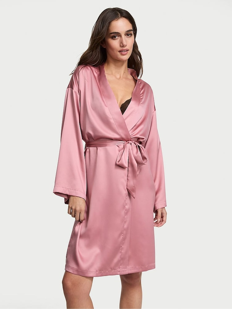Victoria's Secret Dusk Mauve Pink Satin Midi Robe - Image 1 of 2