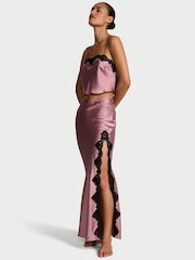 Victoria's Secret Pink Rose Satin Lace-Trim Cropped Top & Slip Skirt Set - Image 1 of 2