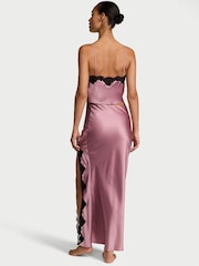 Victoria's Secret Pink Rose Satin Lace-Trim Cropped Top & Slip Skirt Set - Image 2 of 2