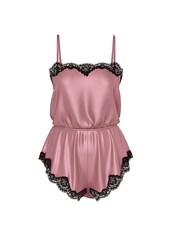Victoria's Secret Pink Rose Satin Lace-Trim Playsuit - Image 1 of 2