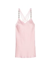 Victoria's Secret Pretty Blossom Pink Shine Strappy Back Satin Slip Dress - Image 3 of 3