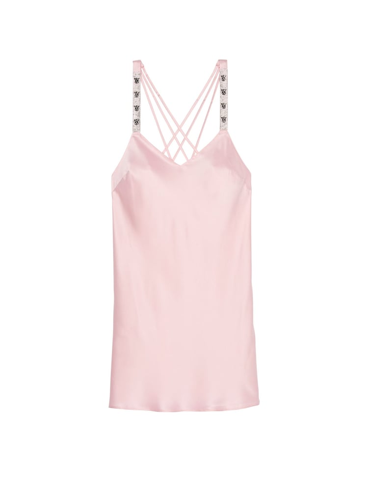 Victoria's Secret Pretty Blossom Pink Shine Strappy Back Satin Slip Dress - Image 3 of 3