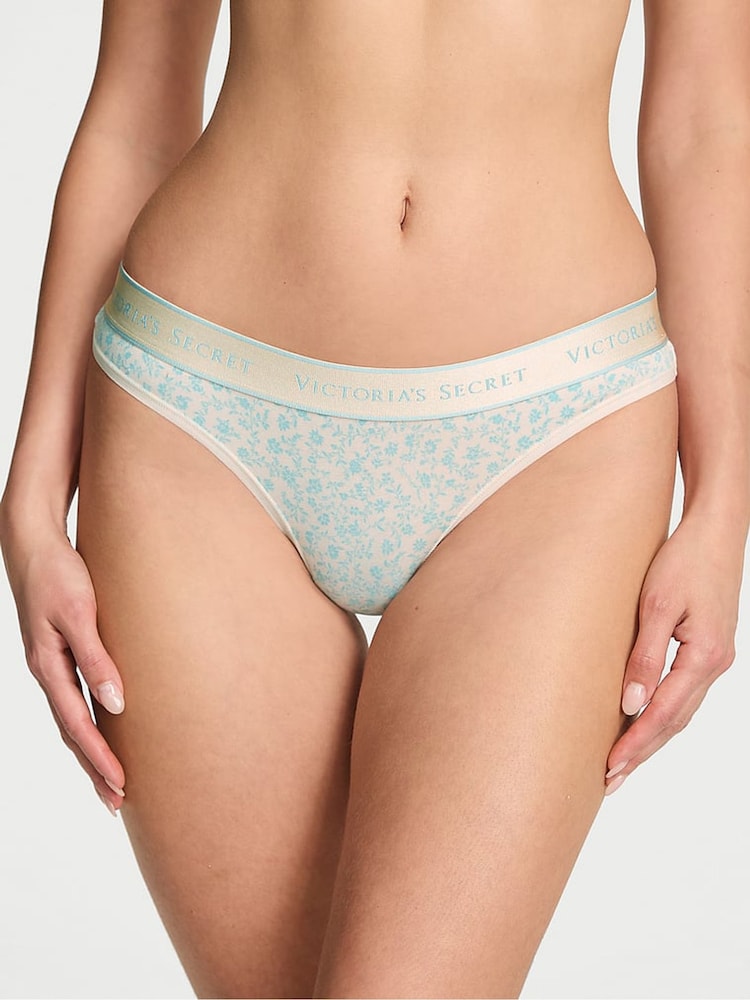 Victoria's Secret Blue Scattered Floral Thong Knickers - Image 1 of 2