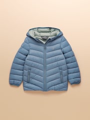 Joules Kids' Cairn Blue Showerproof Padded Coat with Hood - Image 1 of 5