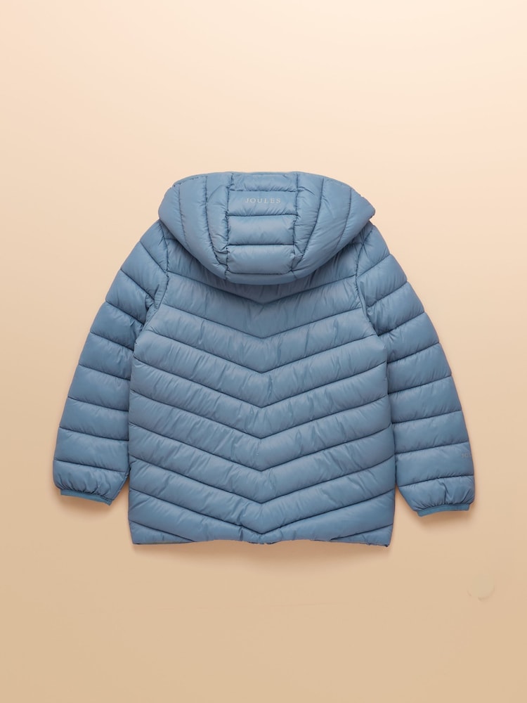 Joules Kids' Cairn Blue Showerproof Padded Coat with Hood - Image 2 of 5