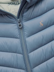 Joules Kids' Cairn Blue Showerproof Padded Coat with Hood - Image 4 of 5