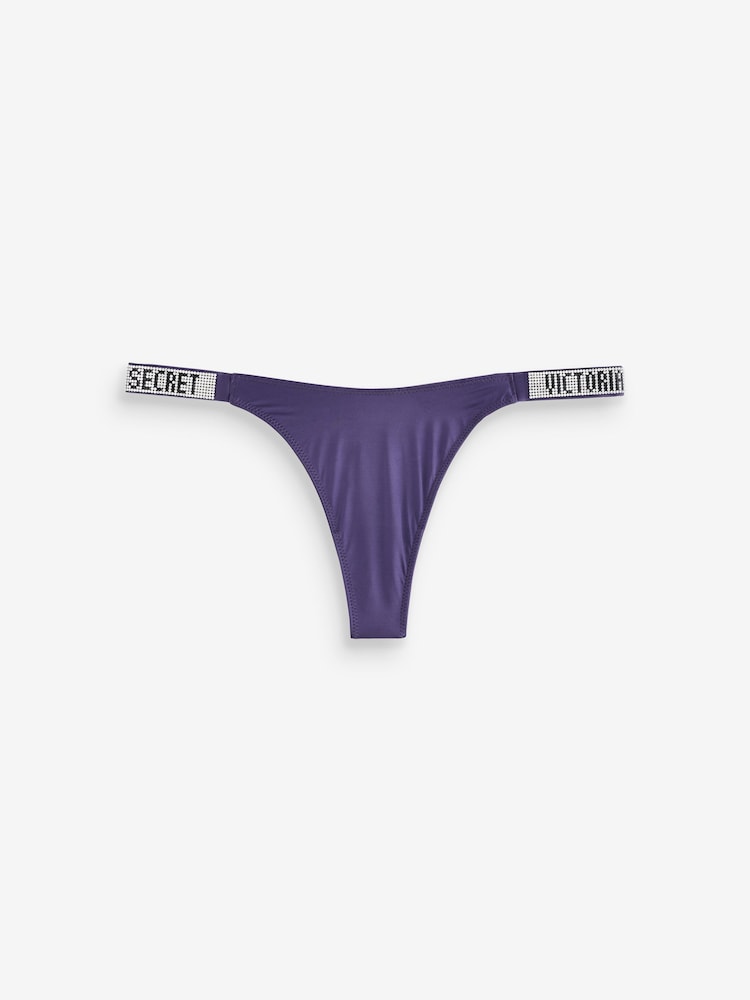 Victoria's Secret Valiant Purple Thong Shine Strap Knickers - Image 1 of 3