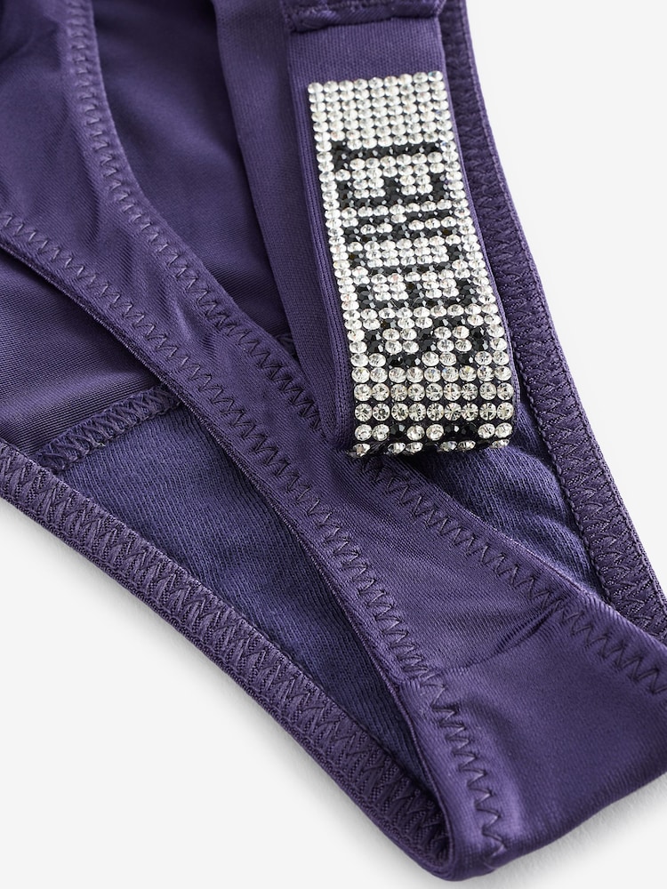Victoria's Secret Valiant Purple Thong Shine Strap Knickers - Image 2 of 3