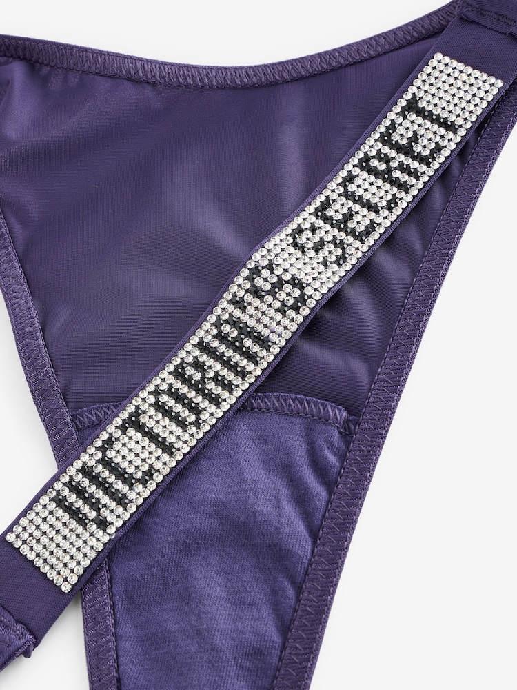 Victoria's Secret Valiant Purple Thong Shine Strap Knickers - Image 3 of 3