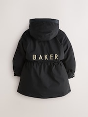 Baker by Ted Baker Shower Resistant Skirted Tech Parka Black Coat - Image 3 of 9