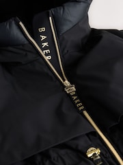Baker by Ted Baker Shower Resistant Skirted Tech Parka Black Coat - Image 4 of 9