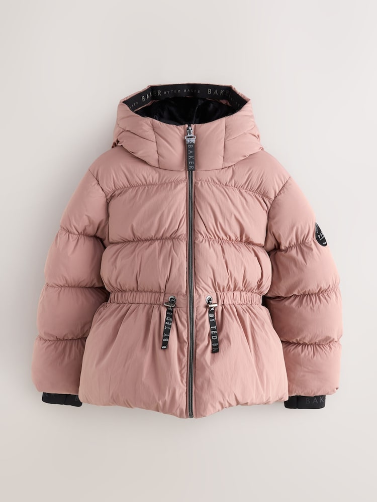 Baker by Ted Baker Pink Shower Resistant Peplum Hem Puffed Padded Coat - Image 1 of 9