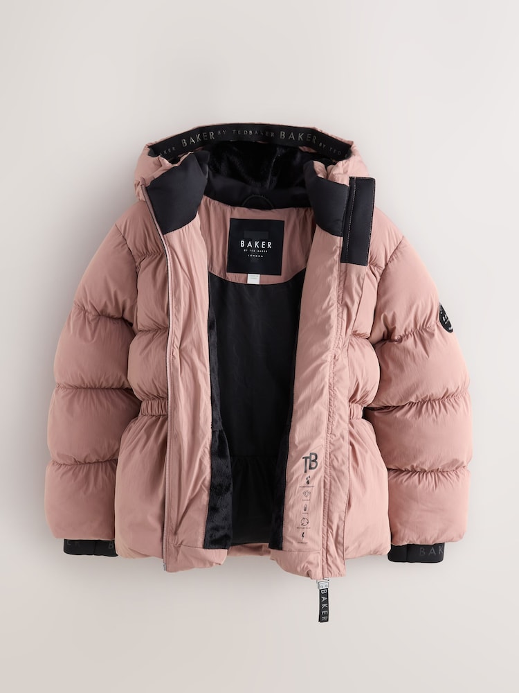 Baker by Ted Baker Pink Shower Resistant Peplum Hem Puffed Padded Coat - Image 2 of 9