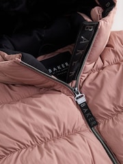 Baker by Ted Baker Pink Shower Resistant Peplum Hem Puffed Padded Coat - Image 5 of 9