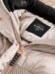 Baker by Ted Baker Oyster Shower Resistant Padded Skirted Coat - Image 6 of 7