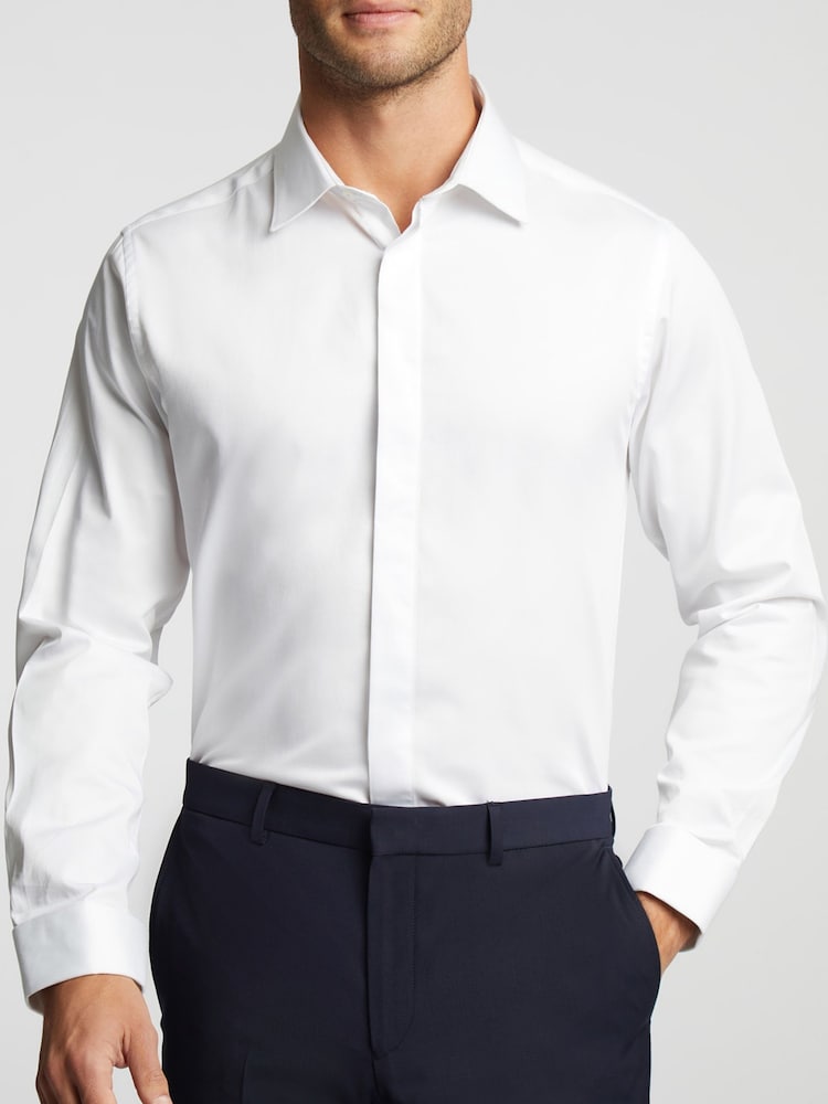Ted Baker Tailoring Стрейчевый двойной манжет Slim 100% хлопок белый рубашки - Image 1 of 3