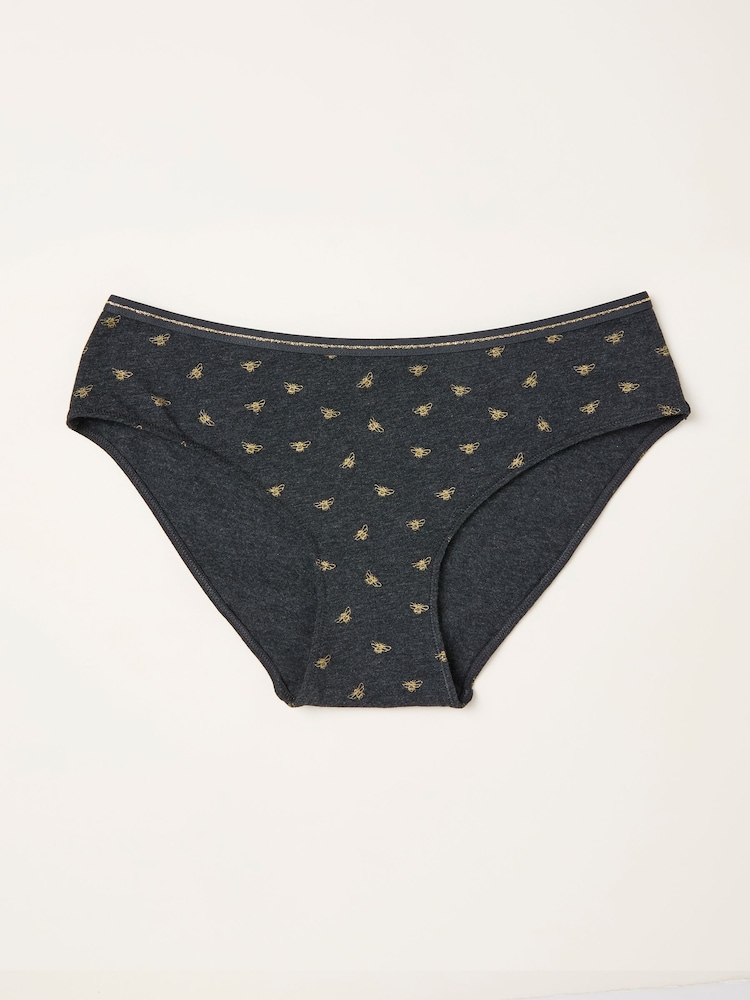 FatFace Charcoal Grey Sparkle Bee Classic Knickers - Image 1 of 2 FatFace Charcoal Grey Sparkle Bee Classic Knickers - Image 1 of 2