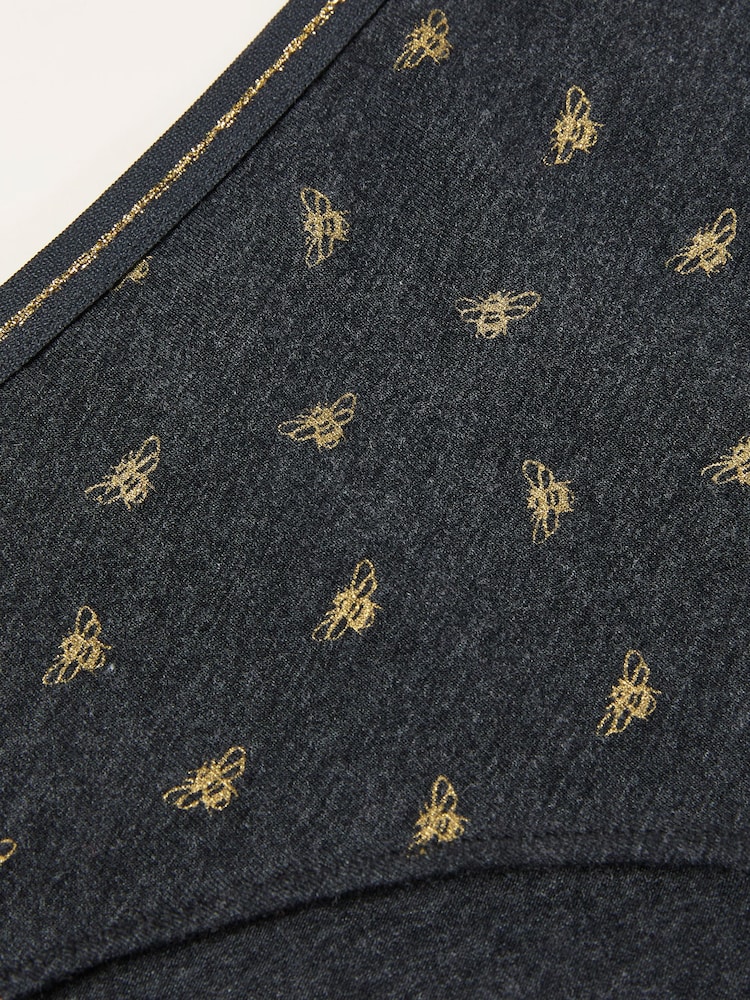 FatFace Charcoal Grey Sparkle Bee Classic Knickers - Image 2 of 2 FatFace Charcoal Grey Sparkle Bee Classic Knickers - Image 2 of 2