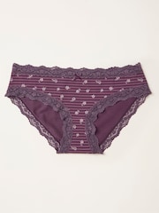 FatFace Purple Floral Stripe Classic Knickers - Image 1 of 2