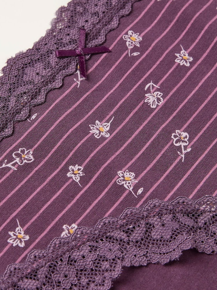 FatFace Purple Floral Stripe Classic Knickers - Image 2 of 2