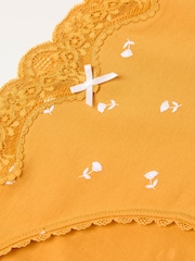 FatFace Mustard Yellow Ditsy Floral High Leg Knickers - Image 2 of 2