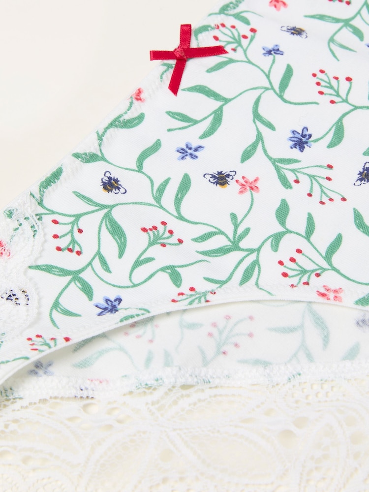 FatFace Ivory Bee Floral Brazillian Knickers - Image 2 of 2