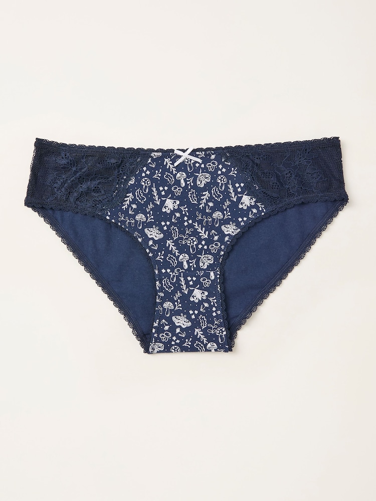 FatFace Navy Woodland Print Classic Knickers - Image 1 of 2
