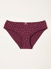 FatFace Burgundy Red Heart Print Classic Knickers - Image 1 of 2