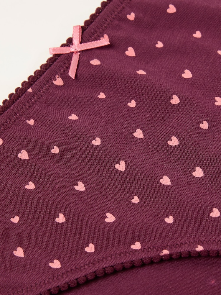 FatFace Burgundy Red Heart Print Classic Knickers - Image 2 of 2 FatFace Burgundy Red Heart Print Classic Knickers - Image 2 of 2