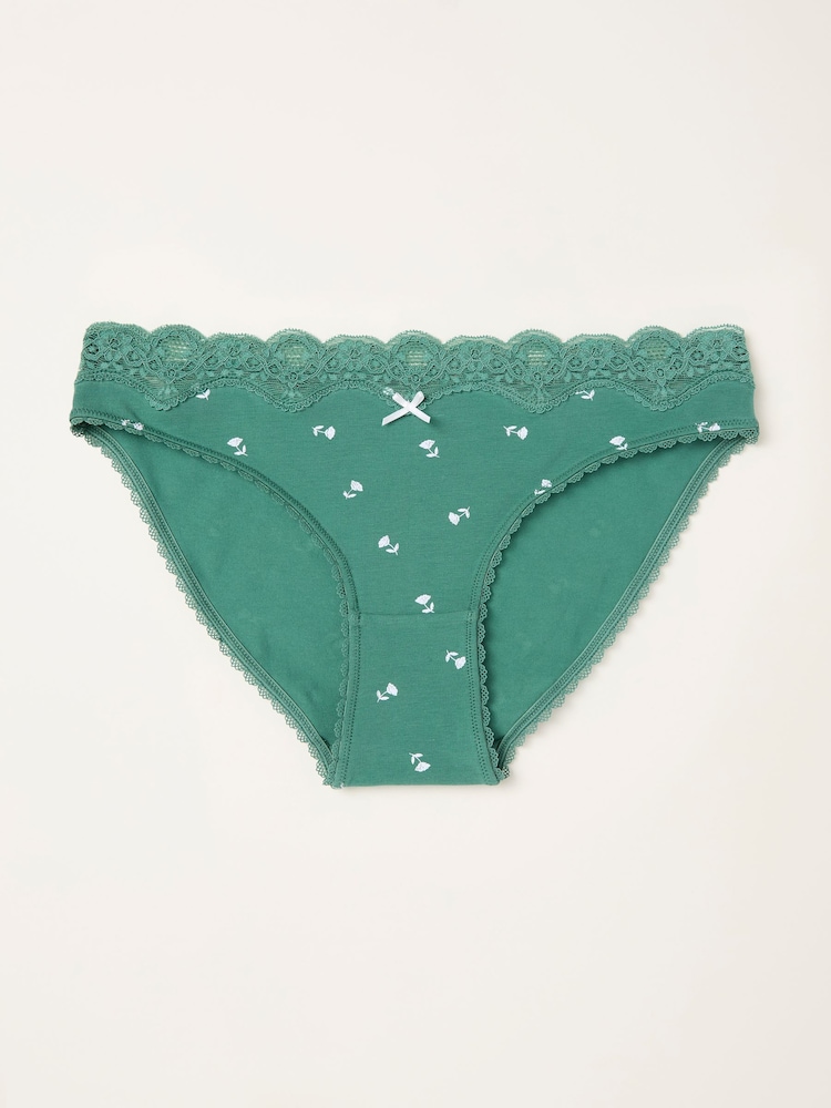 FatFace Green Ditsy Floral High Leg Knickers - Image 1 of 2