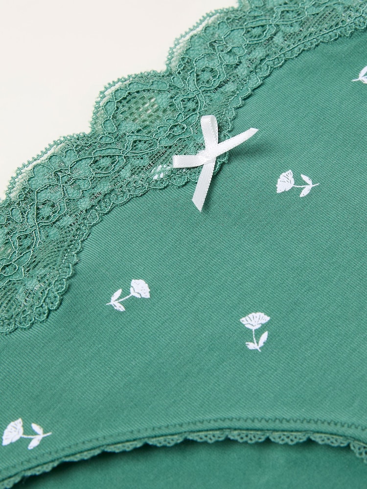 FatFace Green Ditsy Floral High Leg Knickers - Image 2 of 2