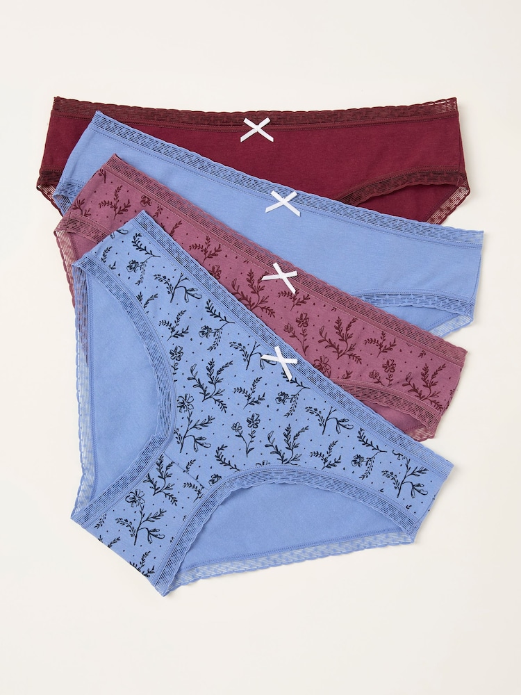 FatFace Multi Floral 4 Pack High Leg Knickers - Image 1 of 2