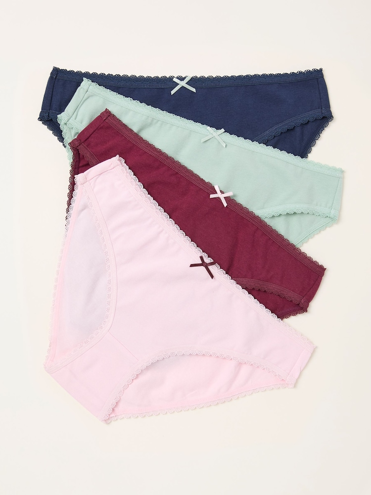 FatFace Multi Plain 4 Pack High Leg Knickers - Image 1 of 2