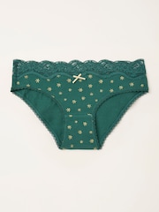 FatFace Green Snowflake Classic Knickers - Image 1 of 2