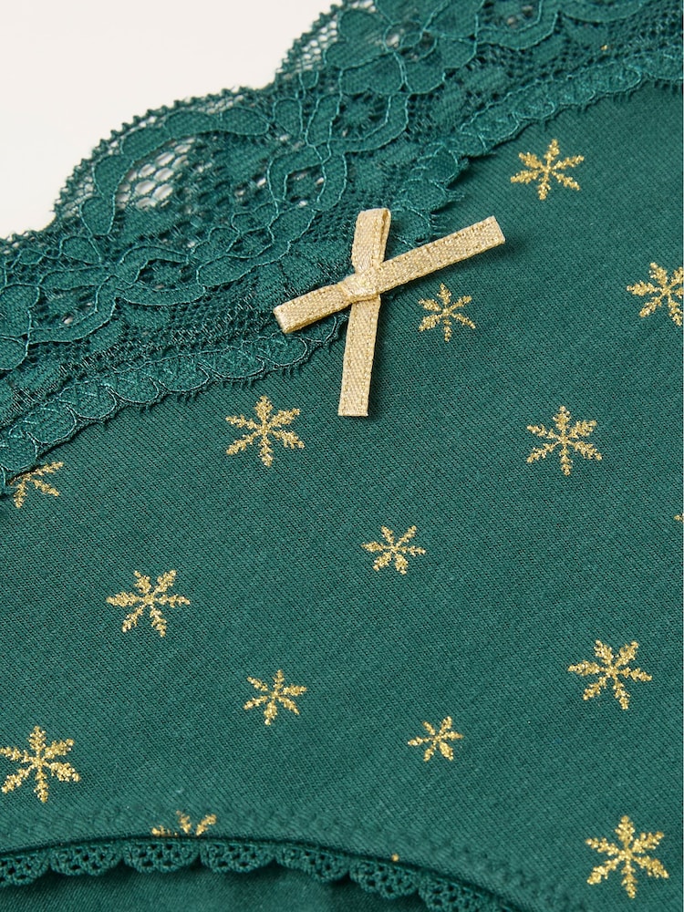 FatFace Green Snowflake Classic Knickers - Image 2 of 2
