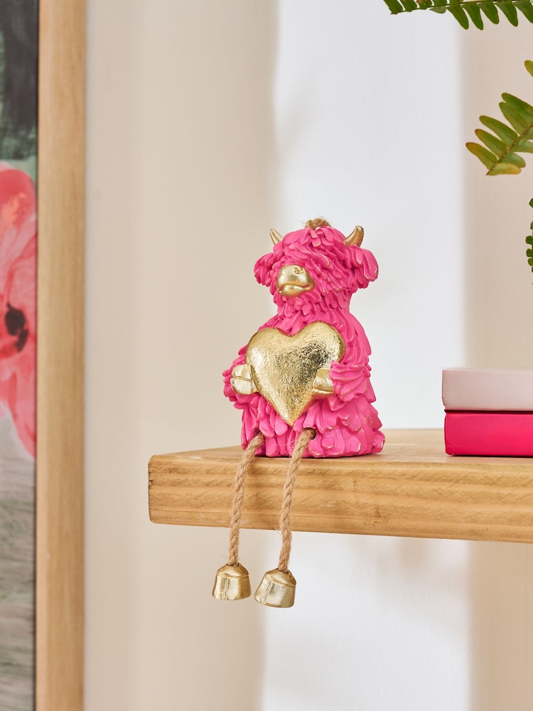 Pink Hamish The Highland Cow Heart Hanging Decoration - Image 2 of 5 Pink Hamish The Highland Cow Heart Hanging Decoration - Image 2 of 5