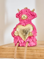 Pink Hamish The Highland Cow Heart Hanging Decoration - Image 3 of 5