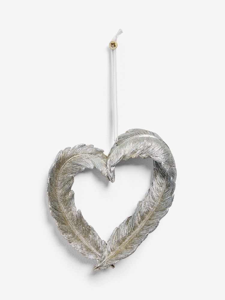 Silver Feather Heart Hanging Decoration - Image 1 of 1