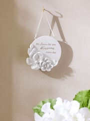 White Floral Print Sentiment Hanging Decoration - Image 1 of 4