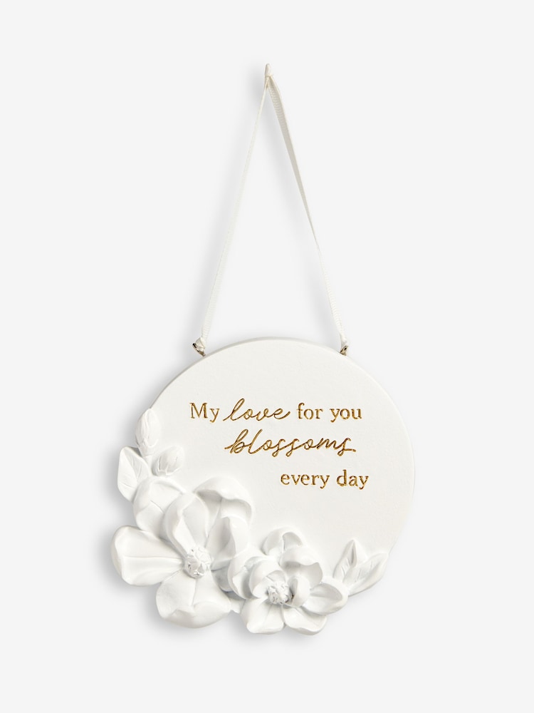 White Floral Print Sentiment Hanging Decoration - Image 2 of 4