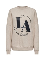 ONLY Grey Slogan Sweatshirt - Image 5 of 6