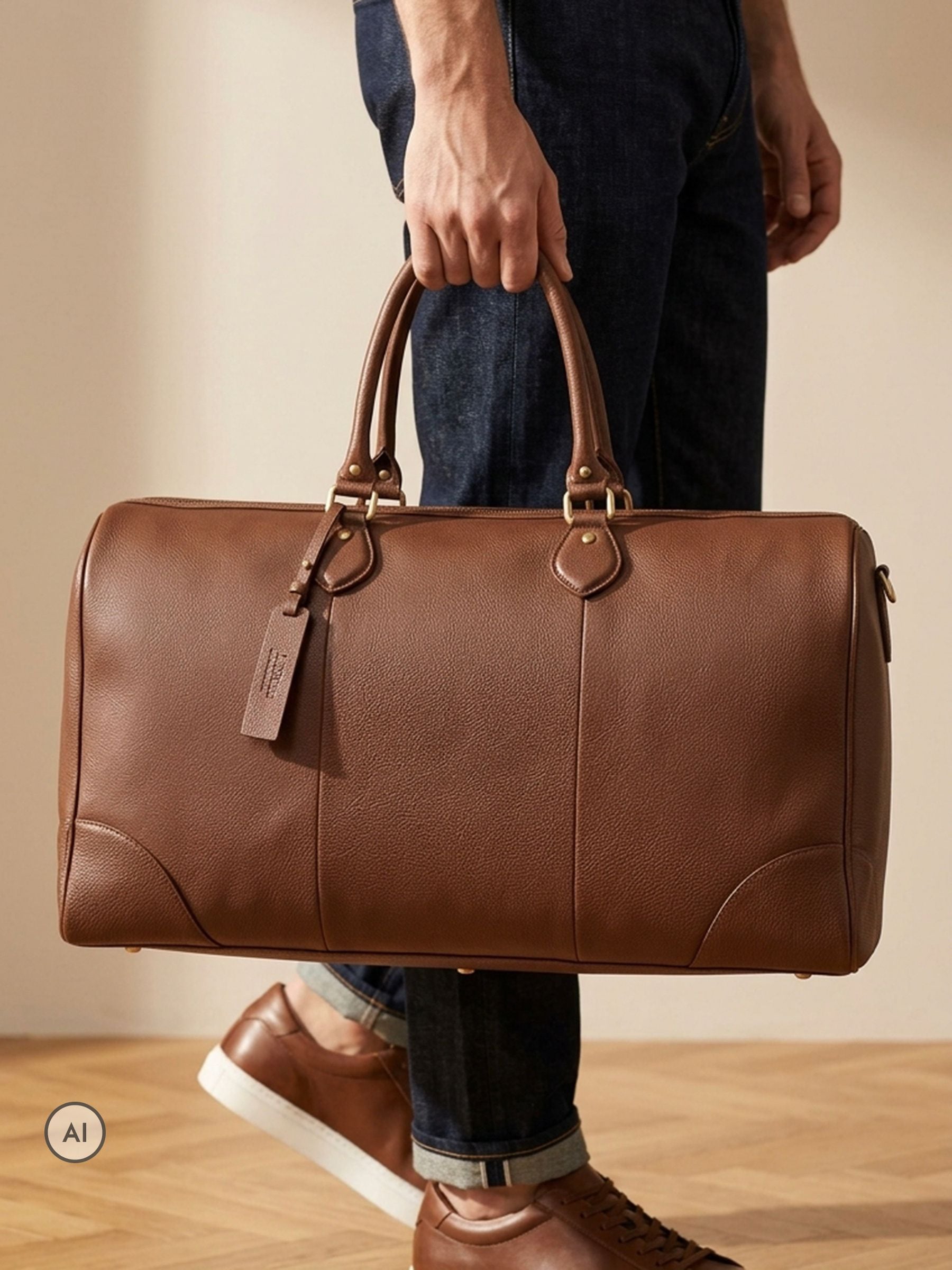 Jones Bootmaker Men's Tan Grain Upington Weekend Bag - Upington / 325 626 One Leather - Image 5