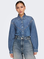 Camisa de manga larga de denim holgada 100% algodón de ONLY - Imagen 1 de 7