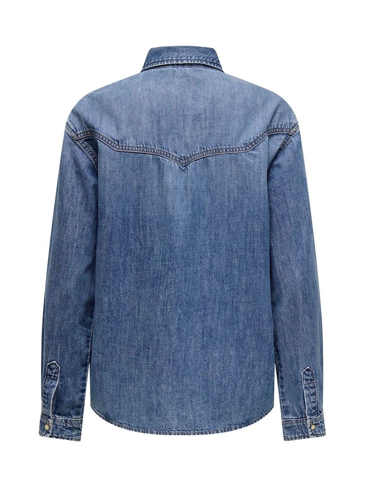 Camisa de manga larga de denim holgada 100% algodón de ONLY - Imagen 7 de 7