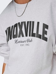 ONLY Grey Slogan Sweatshirt - Image 3 of 6