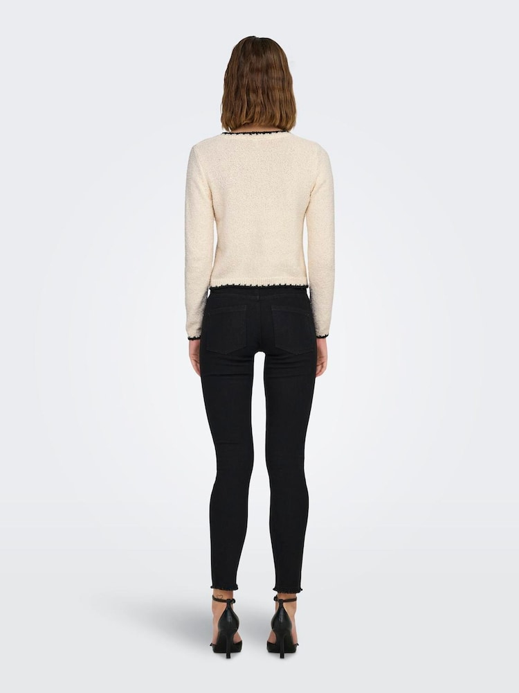 ONLY Cream Cosy Contrast Edge Cardigan - Image 2 of 6