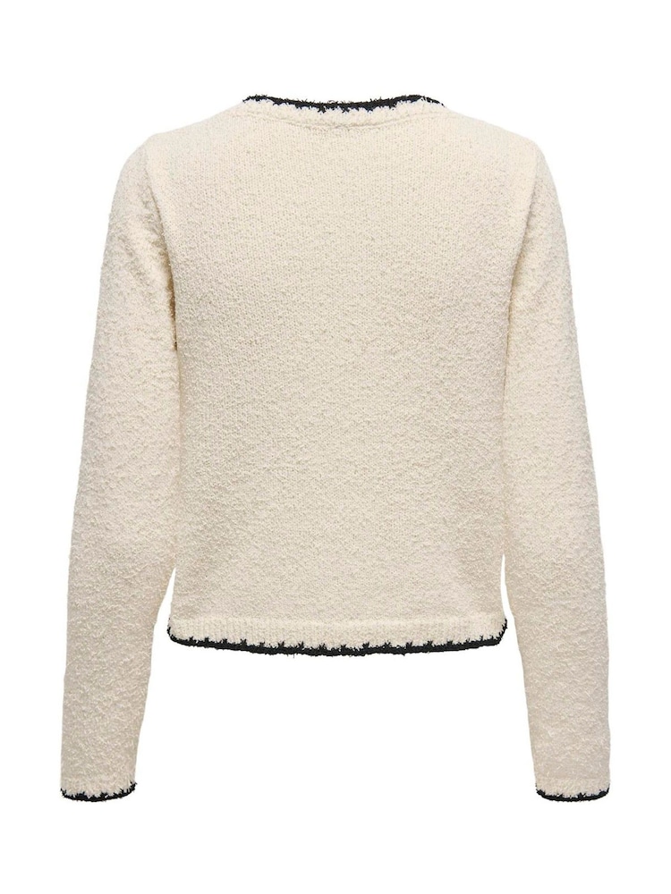 ONLY Cream Cosy Contrast Edge Cardigan - Image 6 of 6